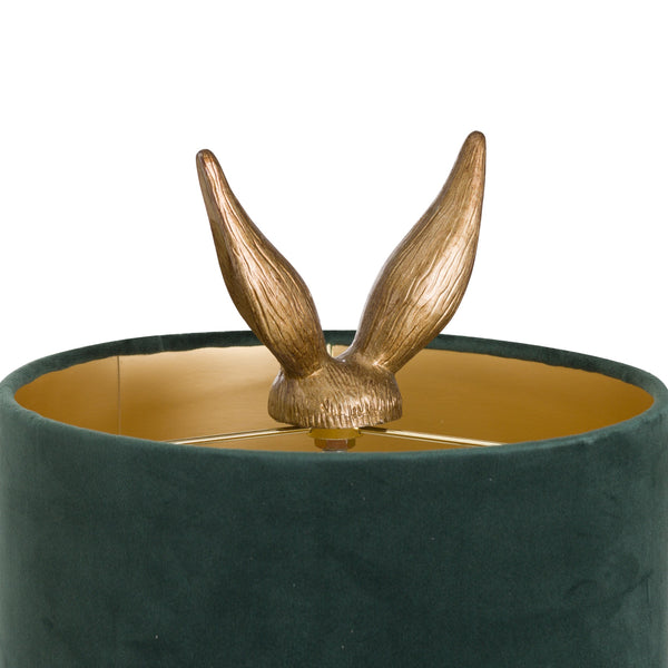 Gilded Hare | Antique Gold Table Lamp with Green Velvet Shade