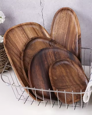 Wooden Serving Tray - Jardena - Rustic Platter Set - Natural Kitchen Decor