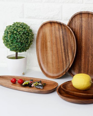 Wooden Serving Tray - Jardena - Rustic Platter Set - Natural Kitchen Decor
