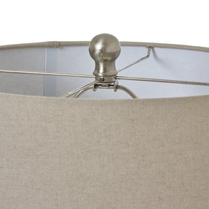 Dune Weave | White Beaded Ceramic Table Lamp with Linen Shade