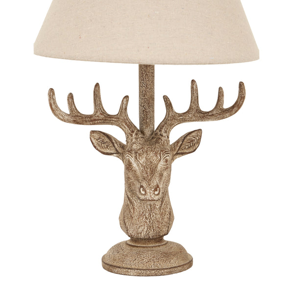 Highland Stag | Stonewashed Table Lamp with Linen Shade