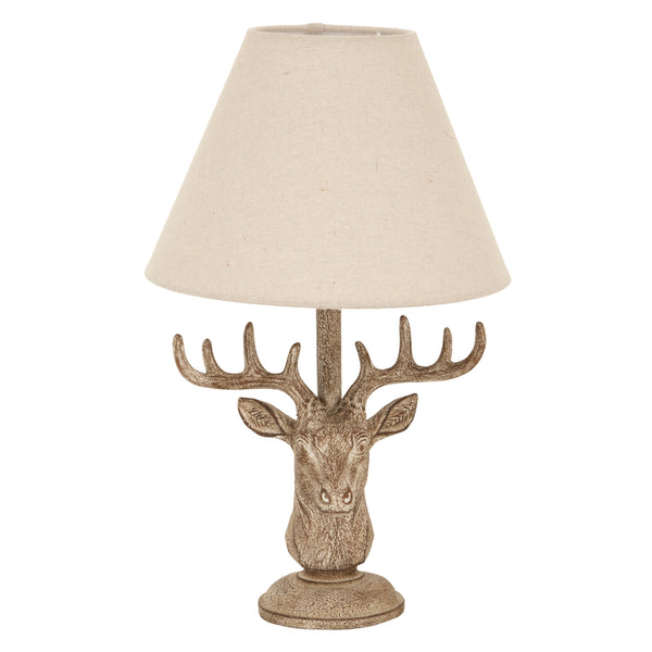 Highland Stag | Stonewashed Table Lamp with Linen Shade