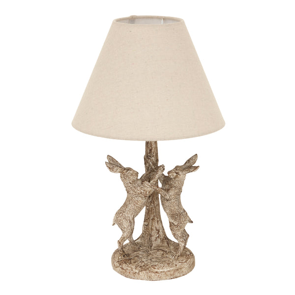 Hare's Dance | Stonewashed Table Lamp with Linen Shade