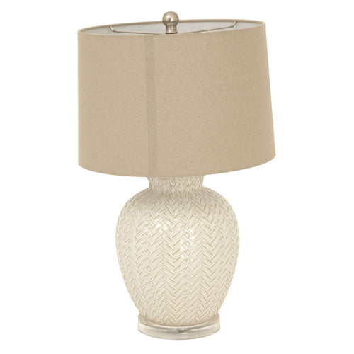 Loom & Shadow | Twill Weave Ceramic Table Lamp with Linen Shade