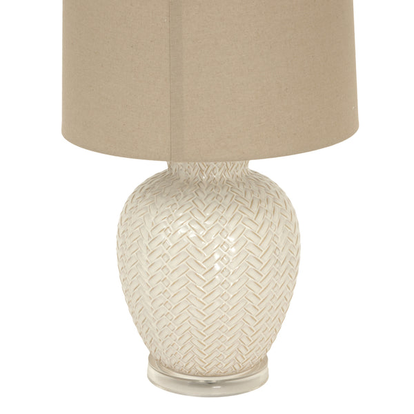 Loom & Shadow | Twill Weave Ceramic Table Lamp with Linen Shade
