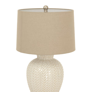 Loom & Shadow | Twill Weave Ceramic Table Lamp with Linen Shade