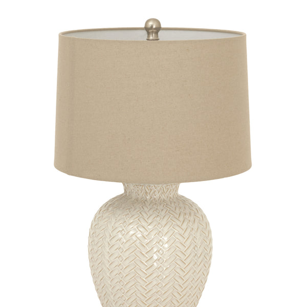 Loom & Shadow | Twill Weave Ceramic Table Lamp with Linen Shade