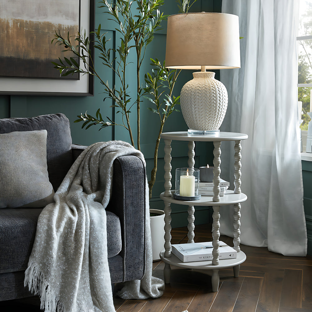 Loom & Shadow | Twill Weave Ceramic Table Lamp with Linen Shade