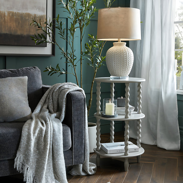 Loom & Shadow | Twill Weave Ceramic Table Lamp with Linen Shade