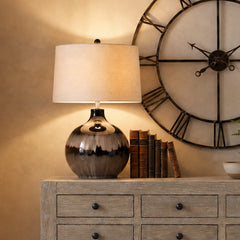 Umber Hollow | Sepia-Toned Table Lamp with Linen Shade