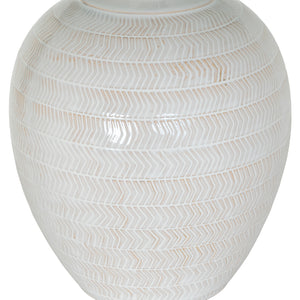 Chevron Luxe | Geometric Relief Ceramic Table Lamp with Linen Shade