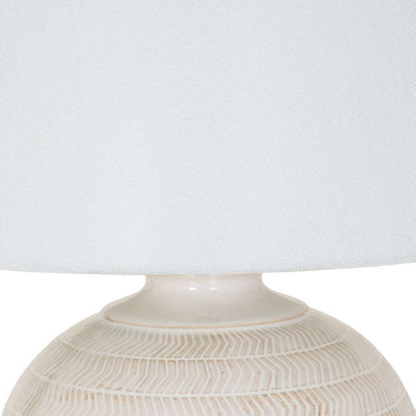 Chevron Luxe | Geometric Relief Ceramic Table Lamp with Linen Shade