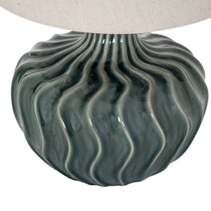 Selene Curve | Matte Ceramic Table Lamp with Linen Shade