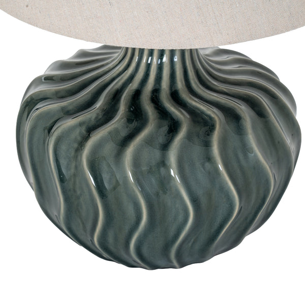 Selene Curve | Matte Ceramic Table Lamp with Linen Shade