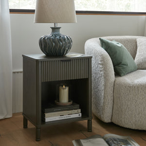 Selene Curve | Matte Ceramic Table Lamp with Linen Shade