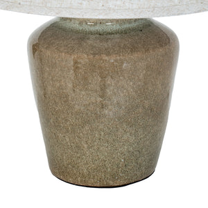 Alabaster Arch | Ceramic Table Lamp with Edged Linen Shade