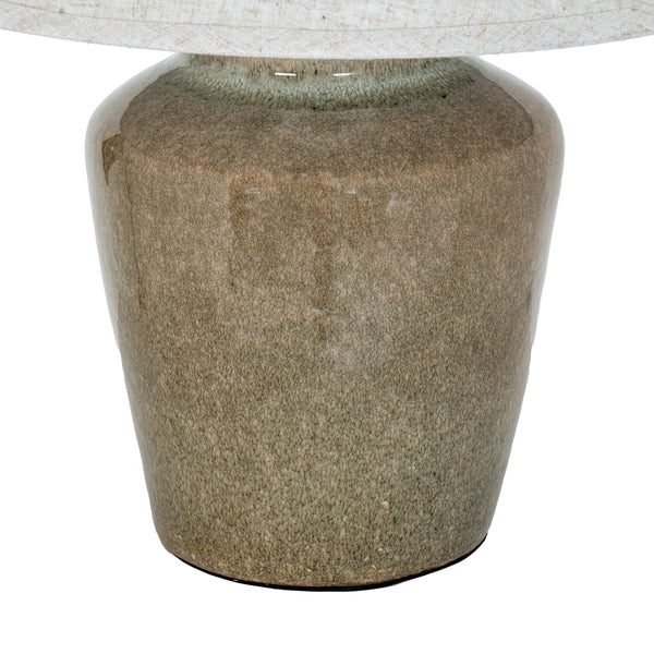 Alabaster Arch | Ceramic Table Lamp with Edged Linen Shade