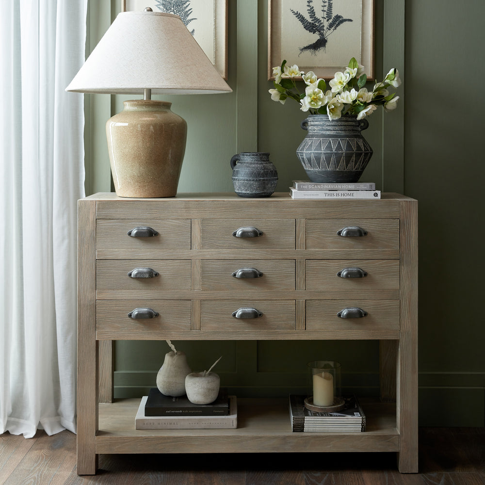 Alabaster Arch | Ceramic Table Lamp with Edged Linen Shade