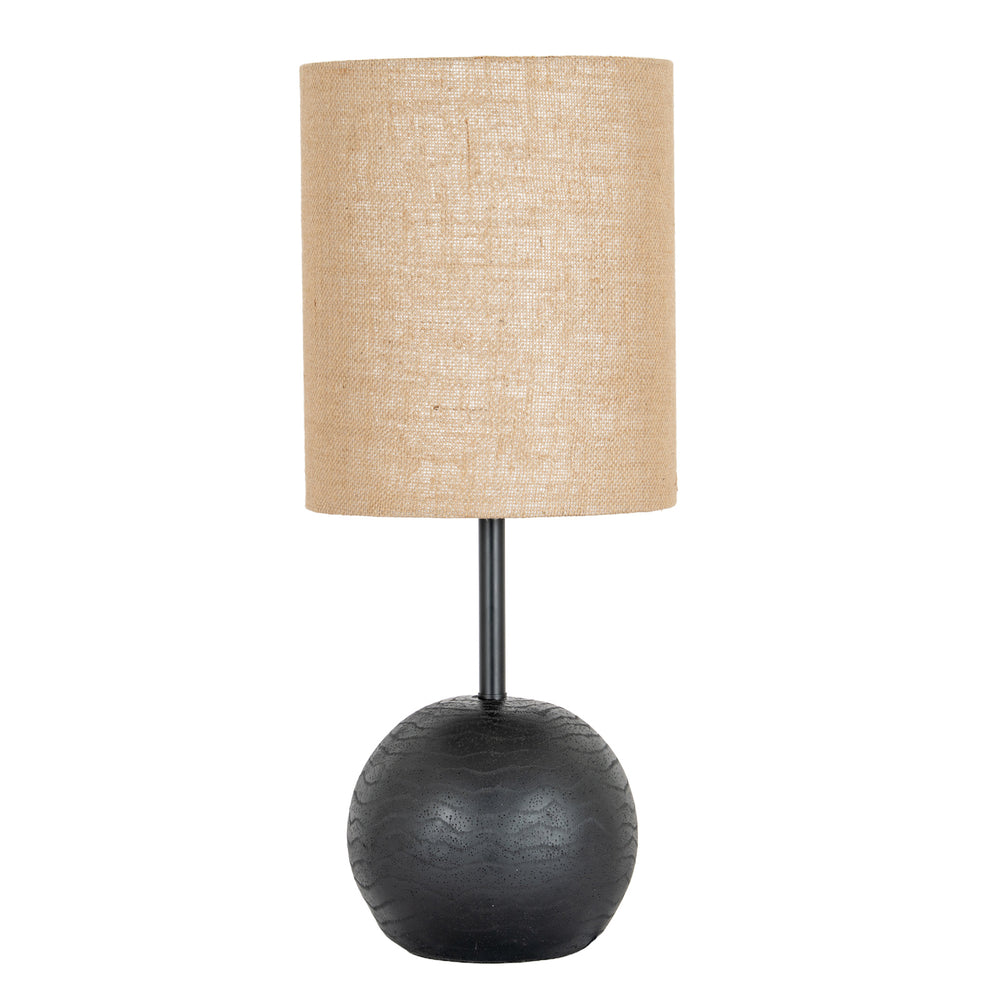 Forge Column | Matte Black Table Lamp with Hessian Shade
