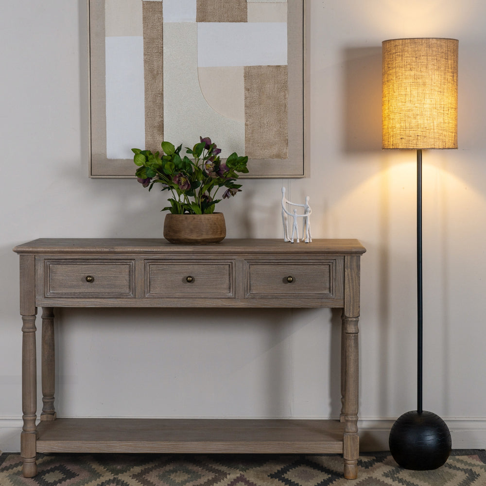 Cannon Noir | Black Floor Lamp with Hessian Shade