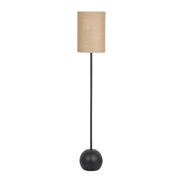 Cannon Noir | Black Floor Lamp with Hessian Shade
