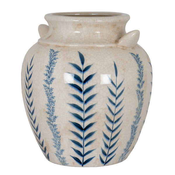 Aegean Bloom | Blue Flora Amphora Ceramic Vase
