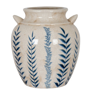 Aegean Bloom | Blue Flora Amphora Ceramic Vase
