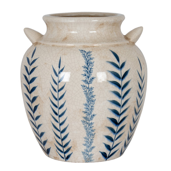 Aegean Bloom | Blue Flora Amphora Ceramic Vase