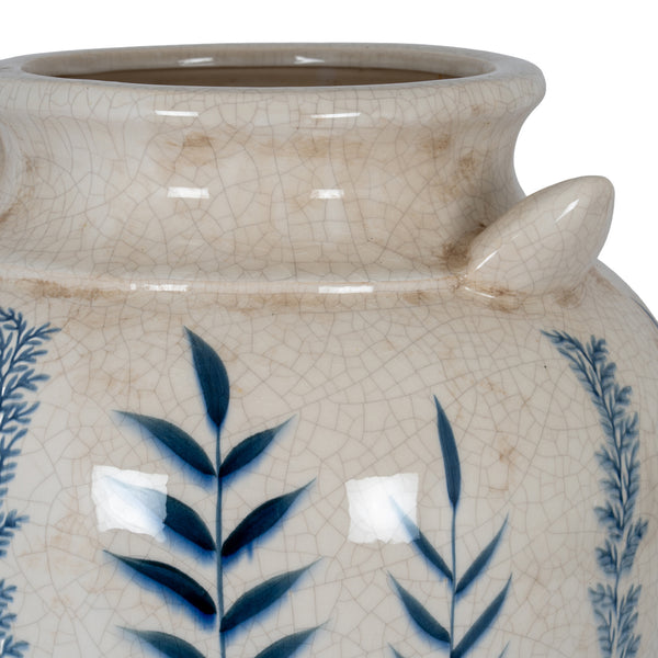 Aegean Bloom | Blue Flora Amphora Ceramic Vase