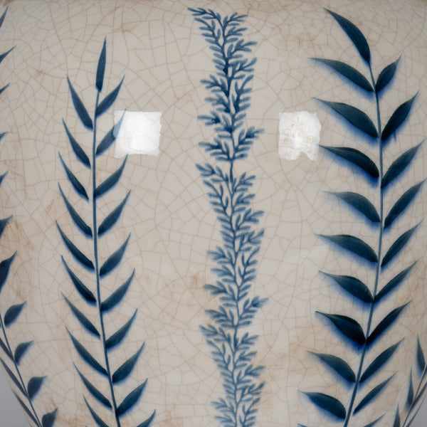 Aegean Bloom | Blue Flora Amphora Ceramic Vase