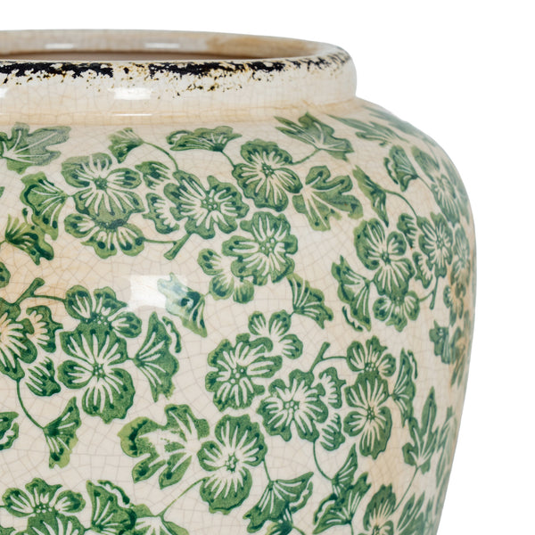 Clover Field Olpe | Large Hand-Painted Green Ceramic Vase