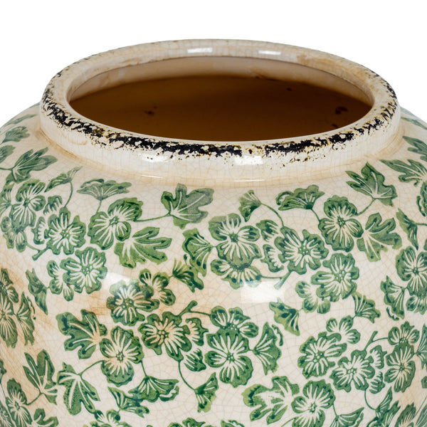 Clover Field Olpe | Large Hand-Painted Green Ceramic Vase