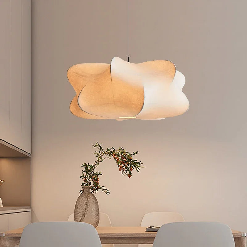 Silk Hanging Lamp - Lumina - Wabi Sabi Japanese Light - Elegant Home Decor