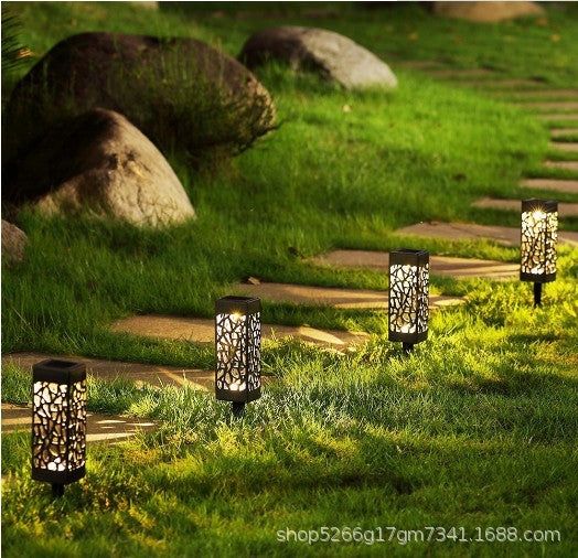 Solar Hollow-Carved Pathway Lantern Lights | Waterproof LED Garden Stake Lights for Lawns, Paths & Patios