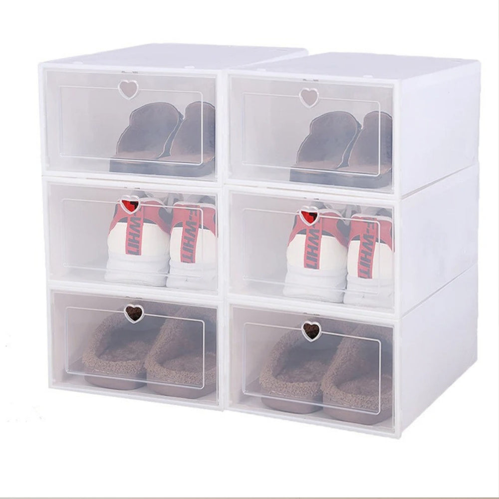 ClearStack Shoe Storage Boxes – Foldable Stackable Organizers