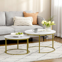 Coffee Table Set of 2 | Round Nesting Tables | White