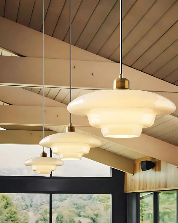 Pendant Ceiling Light - Nuvora - Soft Cloud Shape - Retro Opal Glass Design