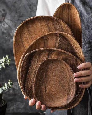 Wooden Serving Tray - Jardena - Rustic Platter Set - Natural Kitchen Decor