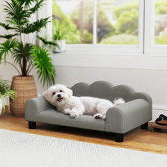 PawLuxe Petite Dog Sofa — Elevated Breathable Pet Couch with Backrest for Small Dogs