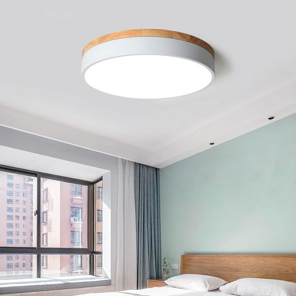 Ceiling Light Fixture - Naturen - Scandinavian LED Style - Wooden Flush Mount