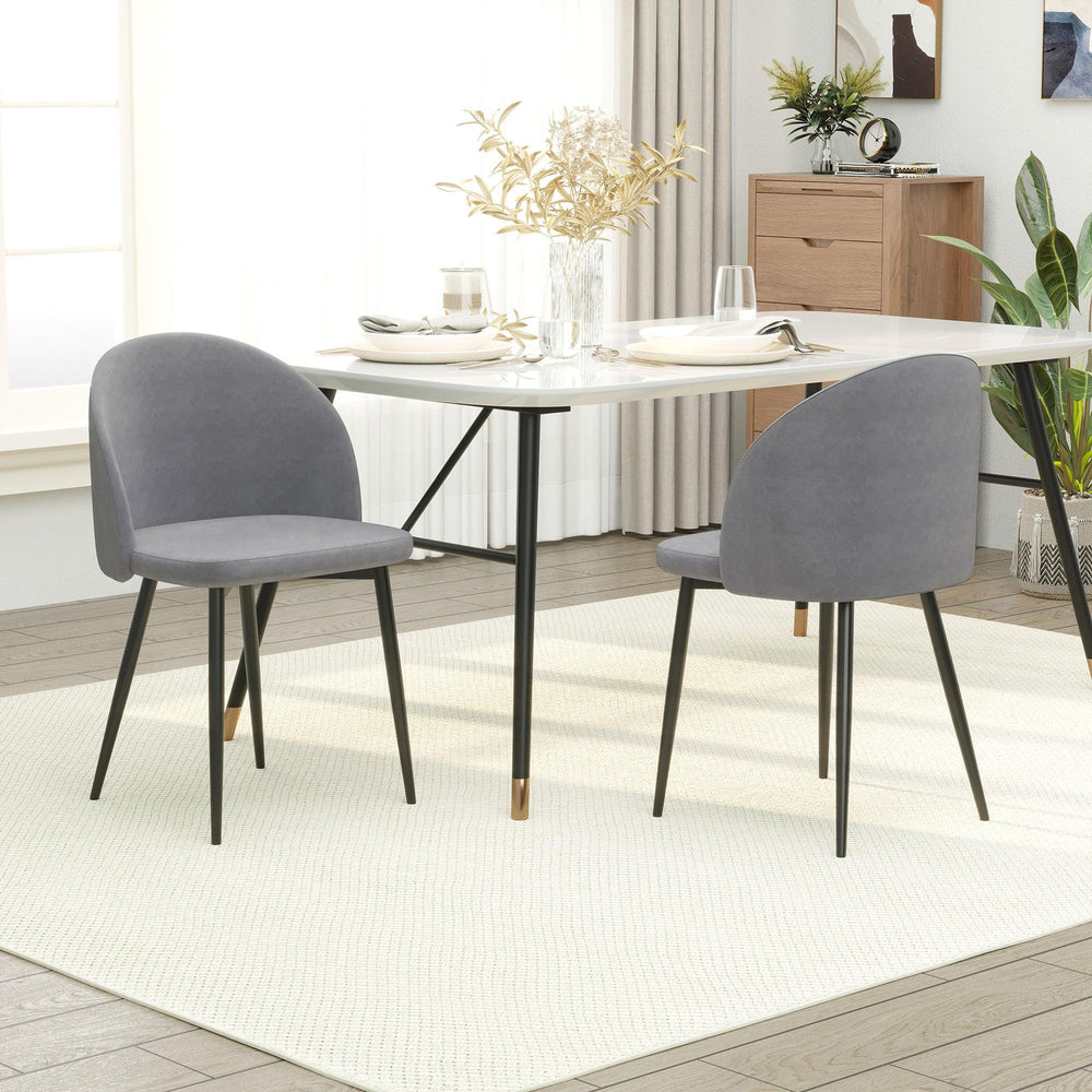 Dining Chairs Set of 2 | Armless Soft Fabric | Grey