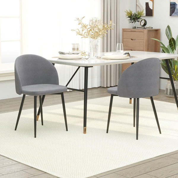 Dining Chairs Set of 2 | Armless Soft Fabric | Grey
