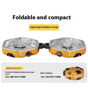 Portable Double Burner Camping Gas Stove | Folding Butane Cooktop 2.5kW Power | Outdoor Cooking Stove