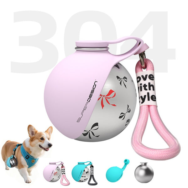 Portable Stainless Steel Dog Water Bottle & Built-In Bowl