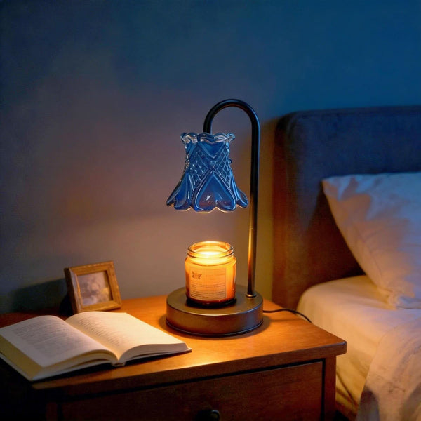 Candle Warmer Lamp With Dimmable Cobalt Lampshade
