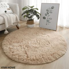 Round Plush Rug - Luxura - Soft Fluffy Carpet - Modern Living Room Decor