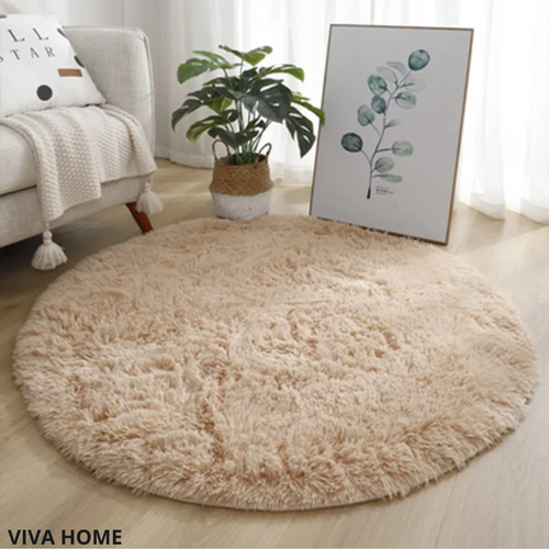 Round Plush Rug - Luxura - Soft Fluffy Carpet - Modern Living Room Decor