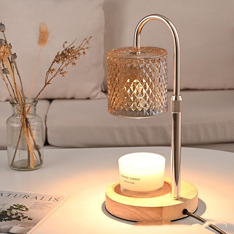 Solid Wood Candle Warmer Lamp — Champagne Gold Finish with Timer | Wax Melt Warmer