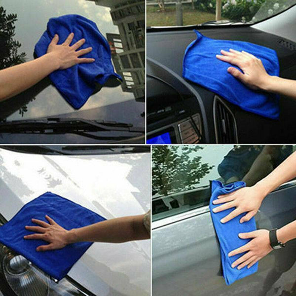 50 Pack Large Microfibre Car Cleaning Cloths — Auto Detailing Towels for Washing, Drying, Waxing & Polishing | Lint-Free Streak-Free Multi-Surface Cloths | 30x30cm Blue