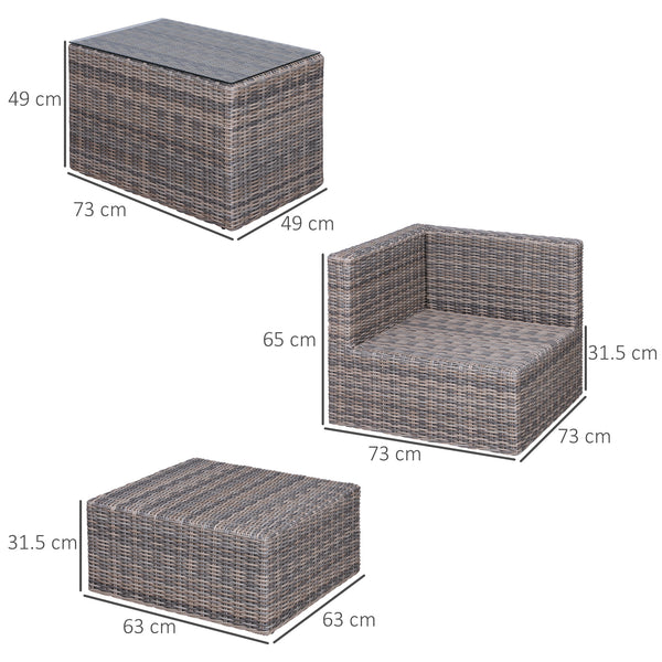 5-Piece Rattan Garden Sofa Set | Thick Cushions & Glass Table